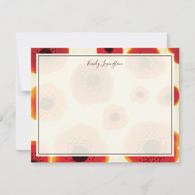 Bold Poppy Flowers Personalised Stationery Card (Front)