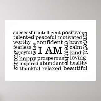 Bold Positive Thinking I AM Affirmations Poster