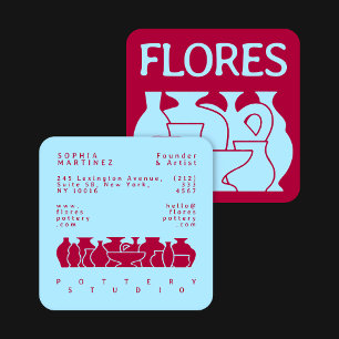 Bold Pottery Vase Silhouette Design Business Card