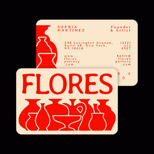 Bold Pottery Vase Silhouette Design Business Card