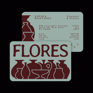 Bold Pottery Vase Silhouette Design Business Card