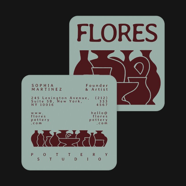 Bold Pottery Vase Silhouette Design Business Card (Creator Uploaded)