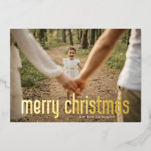 Bold Pressed Modern GOLD Merry Christmas Photo
