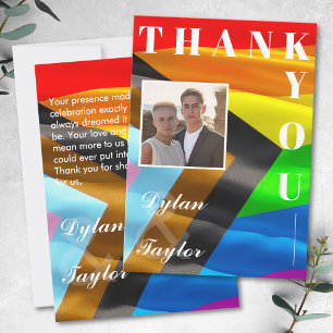 Bold Pride Flag Photo Typography Wedding Thank You Card