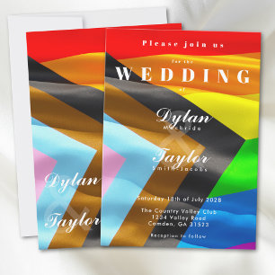 Bold Pride Flag Typography Gay Wedding Invitation