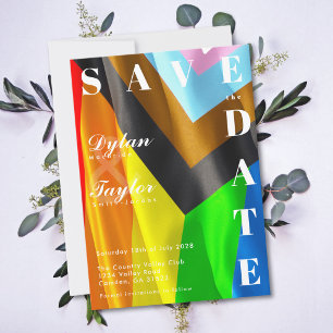 Bold Pride Flag Typography LGBTQ Save the Date