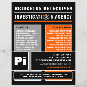 Bold Private Eye, Private Detective Investigator Flyer