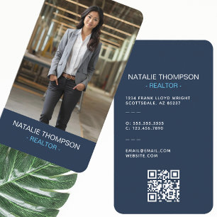 Bold Professional Real Estate Chic Realtor QR Code Business Card