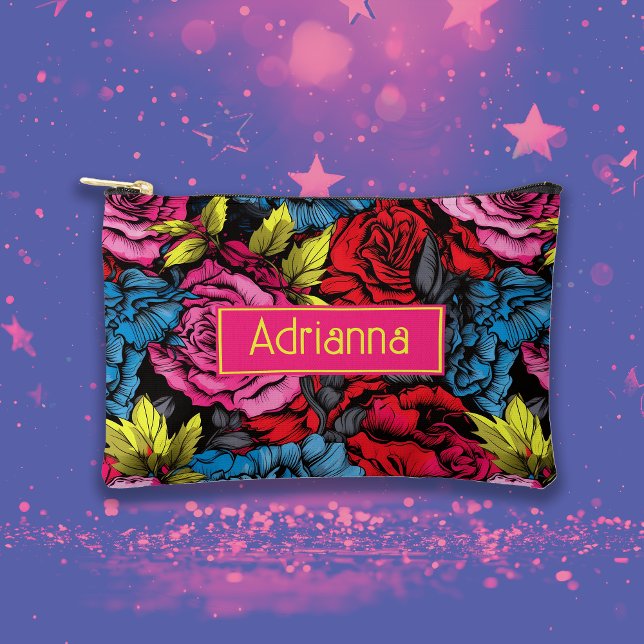 Bold Punk Blooms Floral  Accessory Pouch (Creator Uploaded)