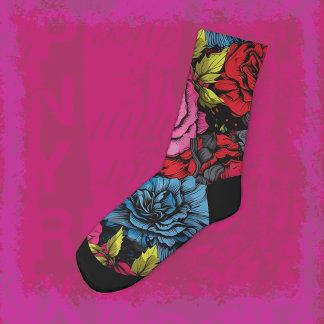Bold Punk Blooms Floral Socks