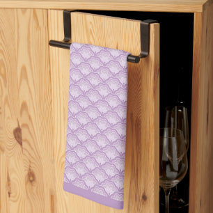 Bold Purple Abstract Floral Pattern Tea Towel
