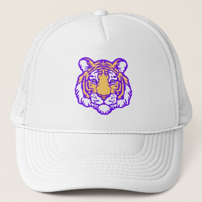 Bold Purple and Gold Tiger Hat – Perfect Gift (Front)