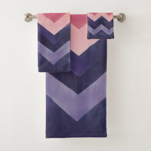 Bold purple and pink Chevron Bath Towel Set
