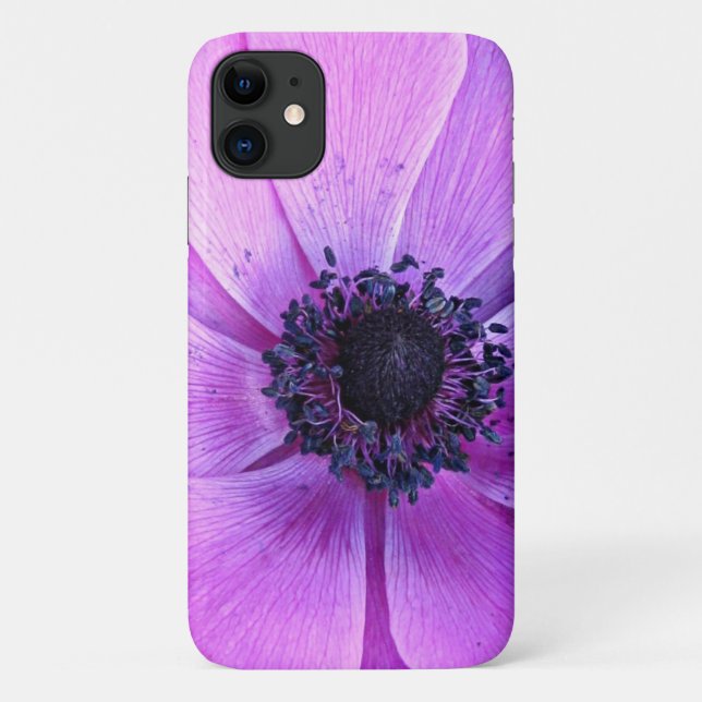Bold Purple Anemone Floral Apple iPhone 11 Case (Back)