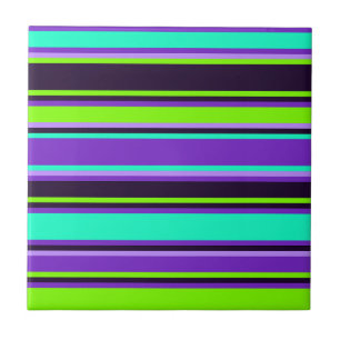 Bold Purple, Aqua, & Chartreuse Striped Tile