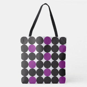 Bold Purple Black Dots Geometric Pattern Tote Bag