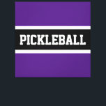 Bold Purple Black Sports Letters PICKLEBALL Text Canvas Print<br><div class="desc">This fun design features big sports letters inside a wide black stripe highlighted with white stripes on a bright royal purple background.  The colours and PICKLEBALL text in this template design can be personalised.</div>