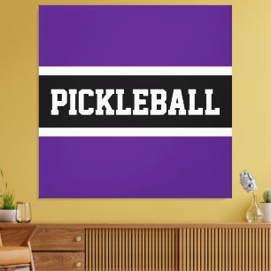 Bold Purple Black Sports Letters PICKLEBALL Text Canvas Print