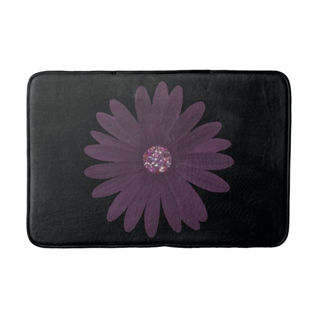 Bold purple daisy with glitter centre bath mat (Front)