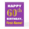 Bold, Purple, Faux Gold 60th Birthday w/ Name Card