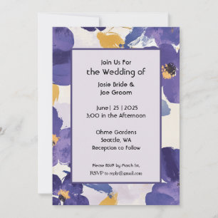 Bold purple flower wedding invitation