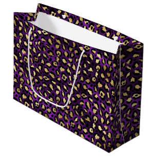 Bold Purple Leopard Print   Glam Animal Pattern Large Gift Bag