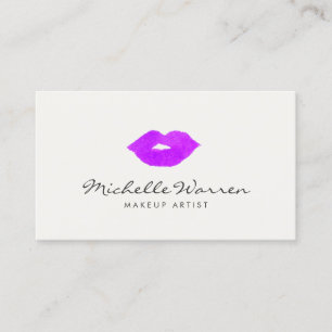 Bold Purple Lips Watercolor Makeup Artist Business Card
