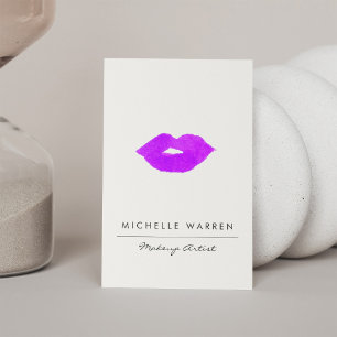 Bold Purple Lips Watercolor Makeup Artist Business Card