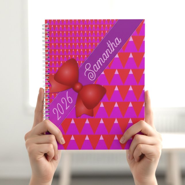 Bold Purple Orange Modern Geometric  Planner (Its cute, its customizable and has a fun triangle design in bright purple and orange.)