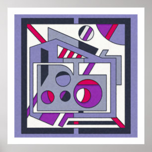 Bold Purple Pink Geometric Abstract Industrial Des Poster