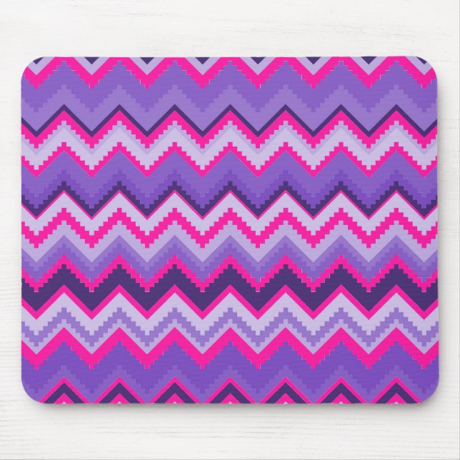 Bold Purple Pink Tribal Chevron Purple Girly Gifts Mouse Pad (Front)