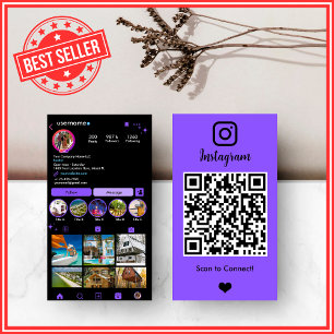 Bold Purple Realtor Instagram QR Code Networking Business Card