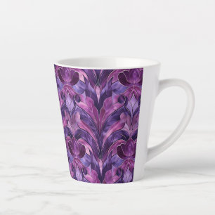 Bold Purple Tones Art Deco  Small Ceramic Latte Mug