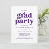 Bold Purple Typography Graduation Party Invitation (Standing Front)