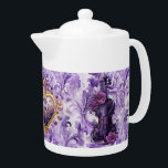 Bold Purple Violin & Lilac Floral Porcelain Teapot<br><div class="desc">Bold Purple Violin & Lilac Floral Porcelain Teapot</div>