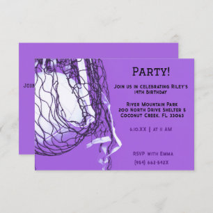 Bold Purple Volleyball Birthday  Invitation