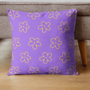 Bold Purple & Yellow Flower Vibrant Tropical Cushion