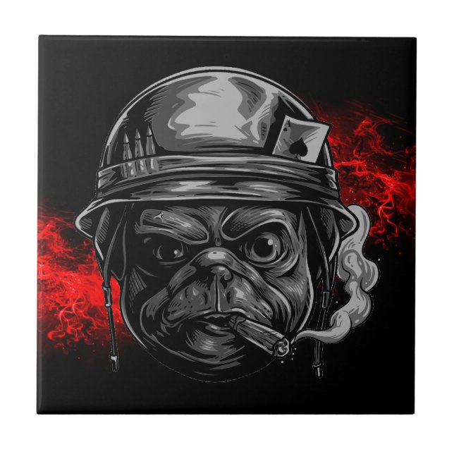 Bold, Quirky, and Ready for Action - Cool Pug Dog  Tile (Front)