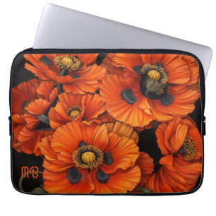 Bold Radiant Beauty Orange Poppy Floral Art Laptop Sleeve
