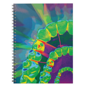 Bold rainbow coloured teeth model design spiral notebook