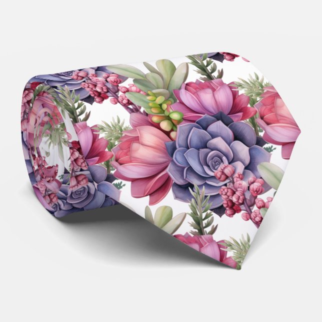 Bold Rainbow Colourful Cowboy Succulents Tie (Rolled)