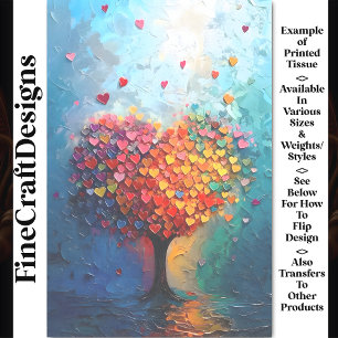 Bold Rainbow Colours Love Heart Tree BX7 Decoupage Tissue Paper