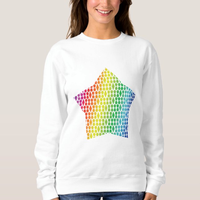 Bold Rainbow Honeycomb and Diamond Pattern star Sweatshirt (Front)