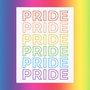 Bold Rainbow Repeating PRIDE Typography Postcard