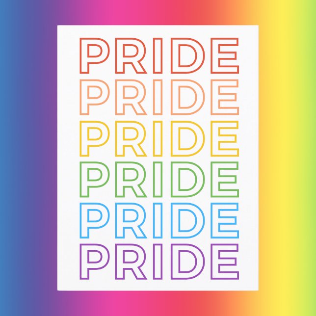 Bold Rainbow Repeating PRIDE Typography Postcard (Creator Uploaded)