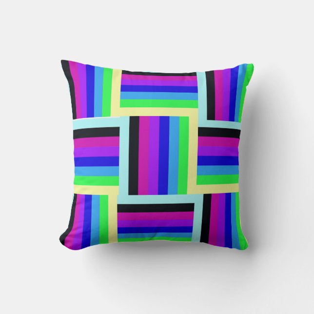 Bold Rainbow Stripes 16 x 16 Round Cushion (Front)