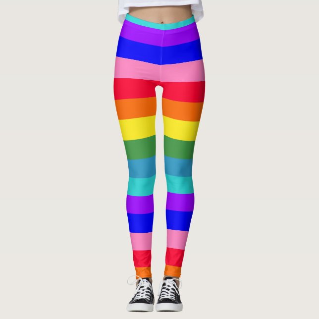 Bold Rainbow Stripes leggings (Front)