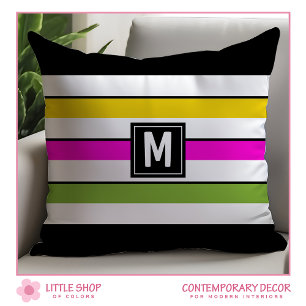 Bold Rainbow Stripes Monogram Cushion