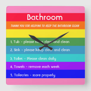 Bold Rainbow Stripes Square Wall Clock