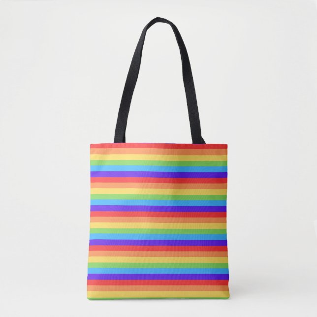 Bold Rainbow Stripes Tote Bag (Front)